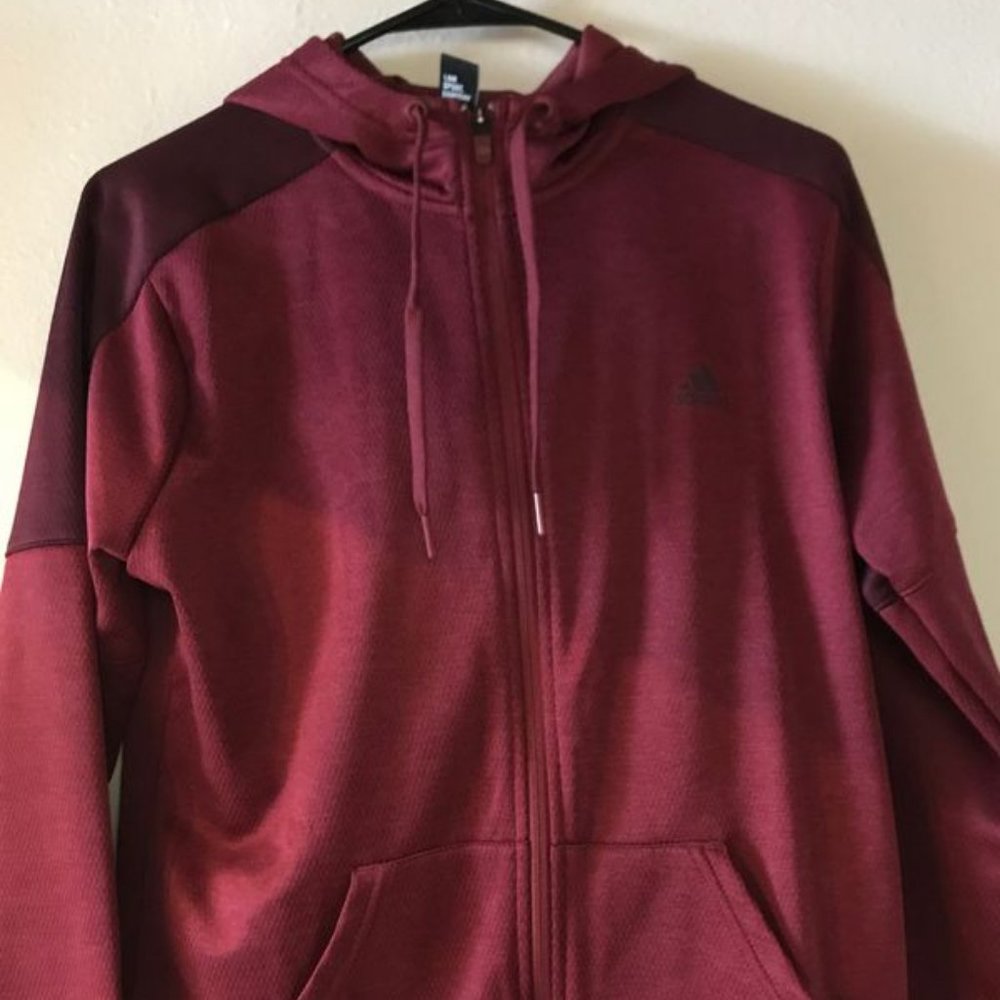 adidas Women’s Hoodie Jacket LARGE Full Zip Red - Picture 3 of 4